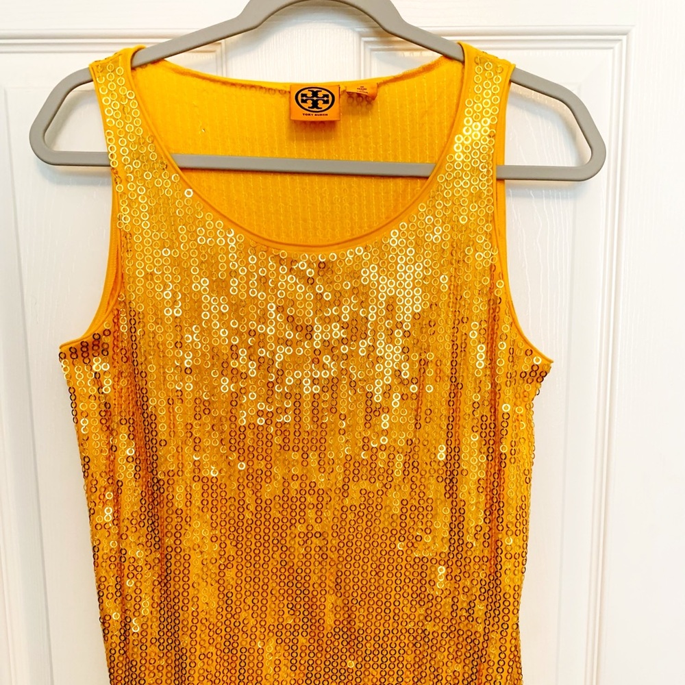 Tori Burch gold/yellow sequins tank